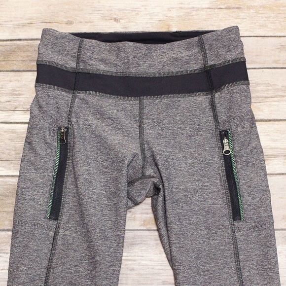 Lululemon Navy Blue Green Mesh Workout Leggings - Picture 3 of 6